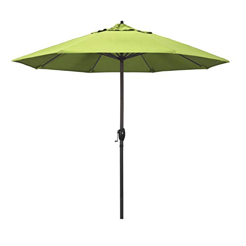 California Umbrella 9' Rd Sunbrella Aluminum Patio Umbrella, Crank Lift, Auto Tilt, Bronze Pole,Parrot Fabric - color: Parrot