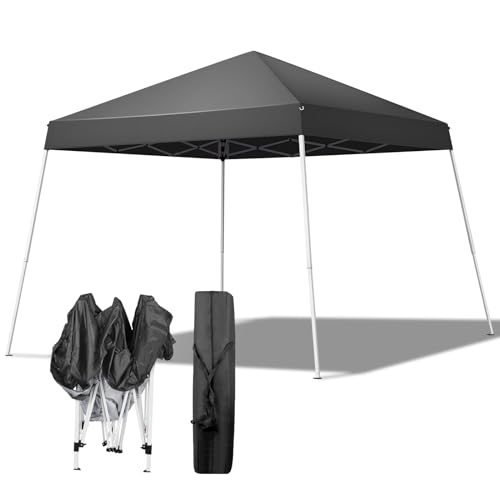 8x8ft Pop Up Canopy Tent,Portable Home Use Waterproof Folding Tent,Easy Up Gazebo Canopy Tents,Commercial Beach Tents,with Carry Bag,for Outdoor Patio Camping Wedding Party BBQ Garden (Dark Grey) - size: 8x8ft
