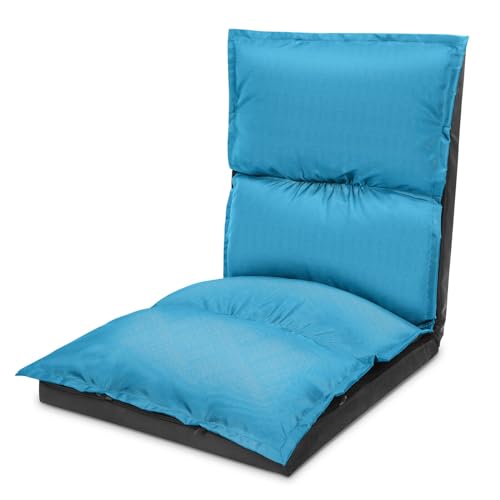 XK Foldable Camping Floor Lounge Padded Chair Couch for Outdoor Travel - color: Light Green