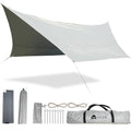 Camping Tarp Set,14x12ft, Sun and Rain Protection Canopy, Waterproof, Heat-Insulating，Hexagonal Design, Even Force, Stronger Stability, for Camping, Picnic, Beach, Outdoor Activities, Gray