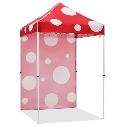 EAGLE PEAK Pop up Canopy 5x5, Outdoor Portable Canopy Tent with One Removable Sunwall, Carry Bag Included, Red Mushroom - color: Red Mushroom