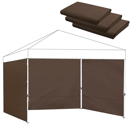 Canopy Sidewalls for 10x10 Pop Up Canopy 99% UV Protection, Waterproof, 3 Pcs Sidewalls Only,(Brown) - color: Brown, size: 10X10