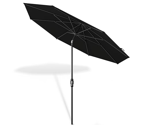 Midtown Umbrellas – The Swilt 8 Ft Patio Umbrellas with 360° Swivel & Tilt Mechanism, 8 Fiberglass Ribs & Terylast Polyester Fabric for Backyard, Deck, Pool & Cafes - Ebony Canopy, Black Pole - color: Terylast Ebony, size: 8 Feet