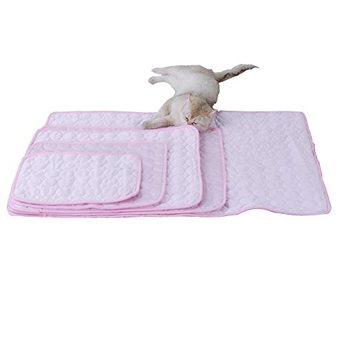 Babypet Pets Self Cooling Pad Blanket, Portable Washable Breathable Soft Comfortable Summer Pet Kennel Sofa Mats for Small Medium Large Dogs & Cats (L, Pink) - color: Pink, size: L