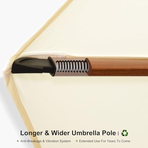 PURPLE LEAF Large 11ft Cream Cantilever Umbrella with Base, Windproof, UV Resistant Fabric - color: Cream, size: 11 Feet, style: Base Included