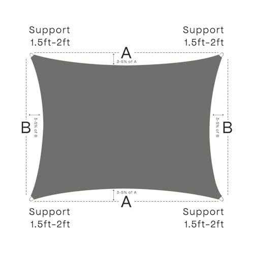 Sun Shade Sail Canopy, 12' x 16' Rectangle 95% UV Block Shade Cover for Outdoor, Backyard Patio, Lawn, Garden, Sandbox Carpor Dark Gray - color: Dark Gray, size: 12' x 16'