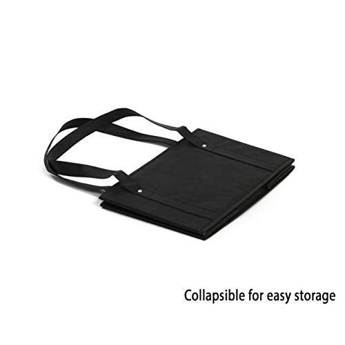 Earthwise Deluxe Collapsible Reusable Shopping Box Grocery Bag Set with Reinforced Bottom Storage Boxes Bins Cubes (Set of 3) (Black) - color: Black