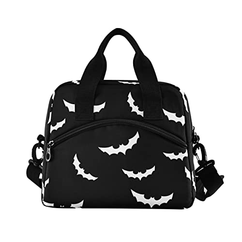 Bats halloween Insulated Lunch Bag Reusable Lunch Tote Bag Cooler Bag for Women Men Adult Lunch Box with Adjustable Shoulder Strap Leakproof Lunch Bag for Work School Picnic Camping - color: bats halloween