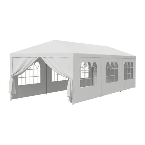 LEMY 10x30 Party Tent Outdoor Wedding Camping Canopy Heavy Duty Gazebo with Removable Sidewalls, Waterproof Shade Shelter for Backyard, Garden, Patio - size: 10' x 30'