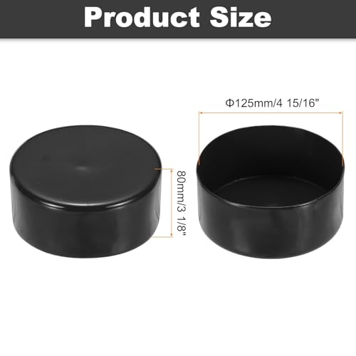 uxcell 125mm (4 15/16") ID Rubber End Caps, Round Vinyl Plug Insert Plastic End Caps for Tubing, Fence, Pipe Post, Furniture, Railing, Black, 80mm Height - color: Black, size: 125mm(4 15/16") x 80mm H