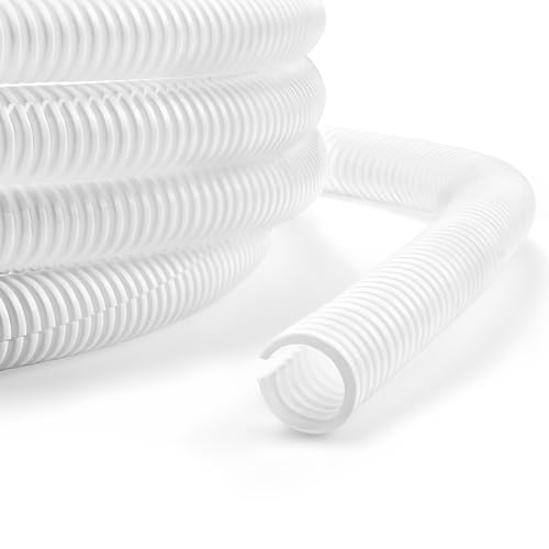 33ft 1/2inch Cable Management, White Wire Loom Tubing Cord Protector, Cable Sleeve Wire Wrap, Cord Wrap for Computer Cord Organizer, Office, Home, ect - color: White, size: 1/2"-33ft