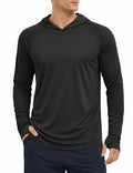 KEFITEVD Men's Sun Protection UPF 50+ Hoodie Shirts Long Sleeve Swimming Fishing Shirt SPF UV Quick Dry Rash Guards - color: Black, size: Small