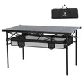 Nice C Portable Folding Camping Table, Aluminum Lightweight Roll-up Top Indoor&Outdoor Collapsible Table, with Mesh Net, Cup Holder, Carry Bag, Steel Frame, for Camping, Sports, BBQ, Picnic (Black)