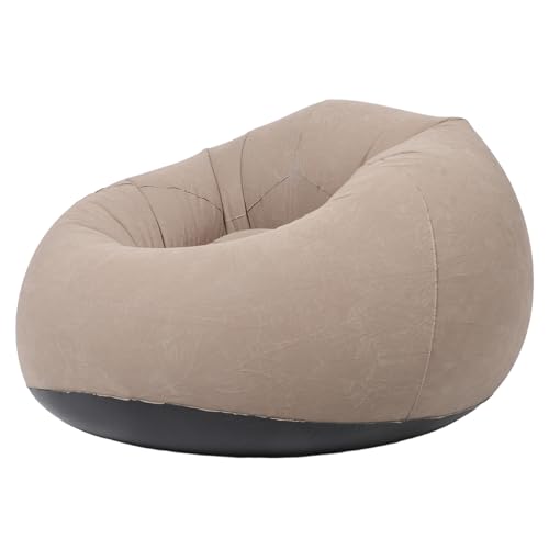 GLEAVI Inflatable Bean Bag Chair for Adults Portable Outdoor Sofa Air Lounger with Flocking Surface Coffee Color Suitable for Camping and Patio Seating