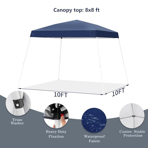 GDY Outdoor 8x10 Ft Pop Up Canopy Tent,Portable Instant Folding Shelter Gazebos, Patio Canopy with Carrying Bag,Navy Blue.