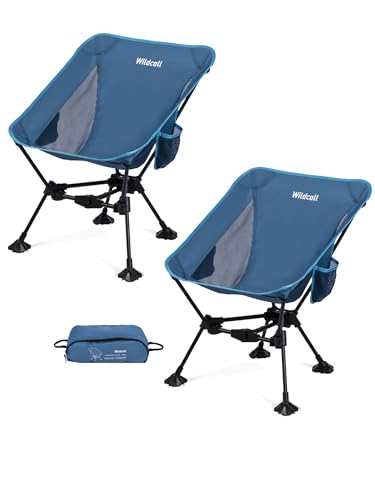 WildCall Lightweight Folding Camping Chair Compact Beach Chair with Anti-Sinking Large Feet - color: 2 X Blue