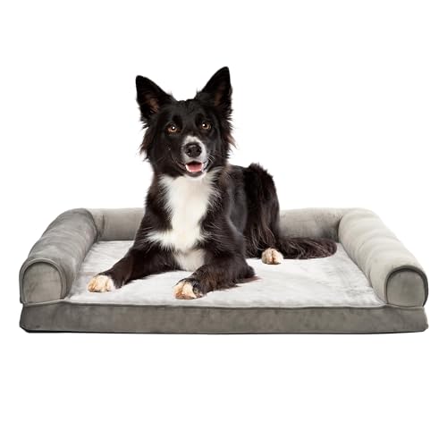 Amazon Basics Dog Bed with Cooling Gel Memory Foam, Pressure-Relief Support for Dogs up to 55lbs, Non-Slip Bottom, Machine Washable Cover, Large Sized (36" x 27"), Taupe - color: Taupe, size: Large, style: Sofa-Style Bed