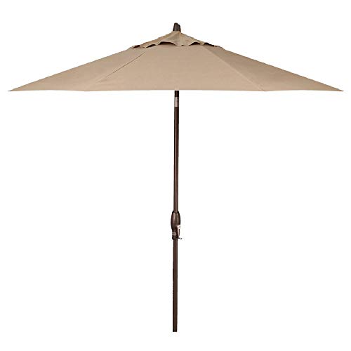 Treasure Garden Octagonal 9 ft Patio Umbrella - Outdoor Furniture Table Umbrella – Push-Button Tilt – Bronze Aluminum Frame (Obravia, Sand) - color: O'bravia Sand w/Bronze Frame, size: 9 FT Push Button Tilt