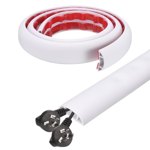 HARFINGTON 4ft Cord Cover Floor W0.6 x H0.33 Inner Channel PVC Hide Extension Cable Floor Wire Hider Wire Covers Protector for Prevent Cable Trips Cables Management, White - color: White, size: 4ft