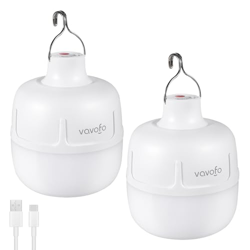 VAVOFO 2PCS 20W LED Camping Lantern Rechargeable, 1200LM Camping Light , 3000mAh Portable Tent Light , IP65 Waterproof Flashlight Lanterns for Emergencies ,Power Outages,Hurricane (White) - color: White+White