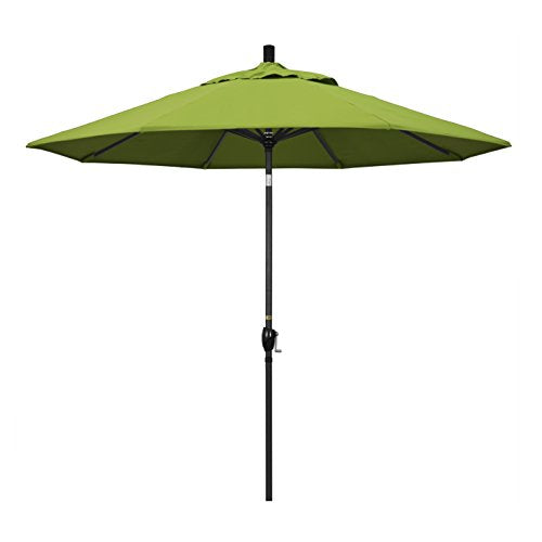 California Umbrella GSPT908302-5429 9' Round Aluminum Market, Crank Lift, Push Button Tilt, Black Pole, Sunbrella Macaw - color: Macaw