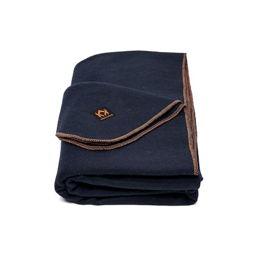 Arcturus Military Wool Blanket - Warm, Thick, Washable - Great for Outdoors, Camping, Stadium Blanket, Picnics, Travel - Car & Bushcraft Survival Kits - color: Navy