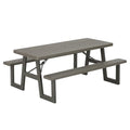 LIFETIME 6-Foot Folding Picnic Table with Benches, Seats 8, Heavy-Duty HDPE Tabletop, Steel Frame, Weather & UV Resistant Outdoor Picnic Table with Umbrella Hole