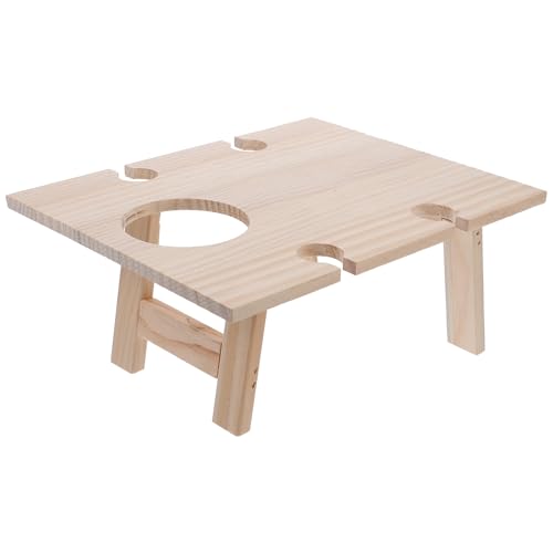 Portable Wooden Folding Picnic Table for Outdoor Use, Mini 30x24 Inch Wood Wine Serving Desk with Storage for Beach, Lawn, Camping, and Backyard