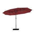 PHI VILLA 15ft Patio Umbrella Double-Sided Outdoor Market Extra Large Umbrella with Crank, Umbrella Base Included (Dark Red) - color: Dark Red