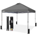 CROWN SHADES 10x10 Pop Up Canopy Tent - Patented Center Lock One Push Instant Outdoor Canopy Beach Tent with STO-N-Go Bag 8 Stakes & 4 Sand Bags，Grid Grey - style: Grid Grey