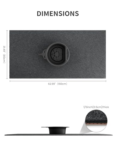 Heavy Duty Oil Spill Mat, Garage Floor Mat, 63" x 31" Waterproof Rubber Backing Oil Absorbent Pads, 1/5" Thick Reusable Under Auto Repair Mat for Garage Floor Surface Protection-Dark Gray - color: Dark Gray, size: 5' 3" x 2' 7"