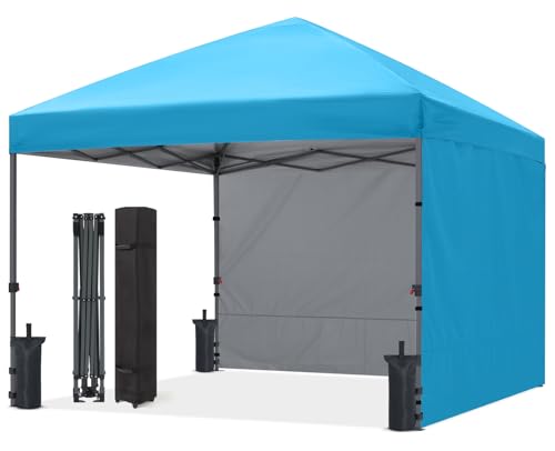 ABCCANOPY Easy Pop up Canopy Tent with 2 Sidewalls for Outdoor Sun Blocking or Rain Protection,10x10, Sky Blue - color: Sky Blue, size: 10x10