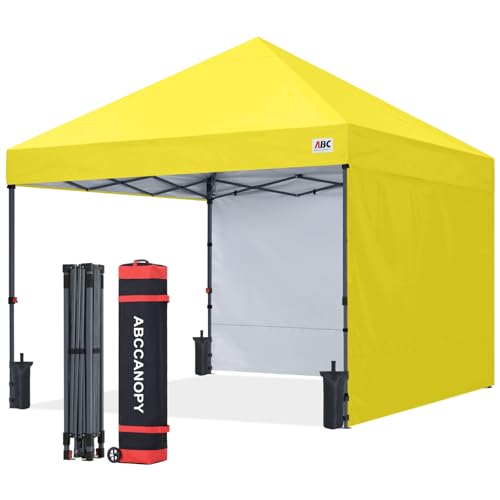 ABCCANOPY Easy Pop up Canopy Tent with 2 Sidewalls for Outdoor Sun Blocking or Rain Protection,10x10, Yellow - color: Yellow, size: 10x10