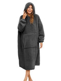 Sherpa Wearable Blanket Oversized Hoodie Sweatshirt TV Blanket with Long Sleeves and Pocket (DarkGray, One Size) - color: Darkgray