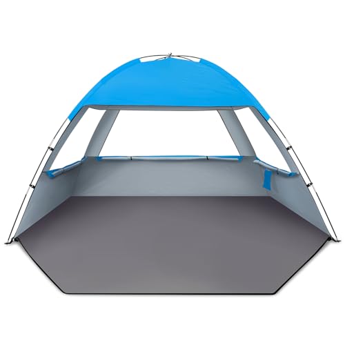 Venustas Beach Tent Sun Shelter for 3/4/6/8 Person, UPF 50+ UV Protection Beach Canopy, Lightweight and Easy Setup Cabana, Portable Shade Tent - color: Sky Blue, size: 3 Person
