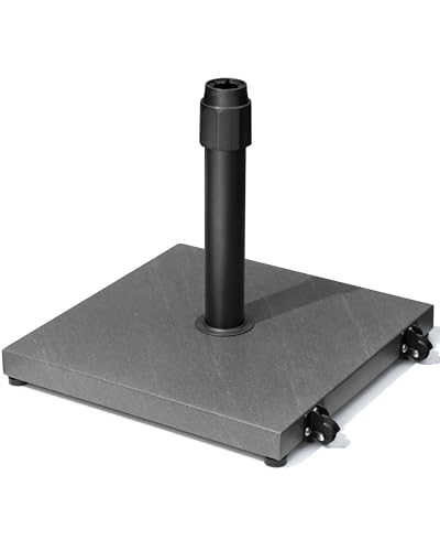 45lbs Patio Umbrella Base with Wheels - Heavy Duty Outdoor Patio Market Umbrella Stand for Deck with Rollers, Poolside, Balcony, Wind-Resistant Design, Grey - color: Grey