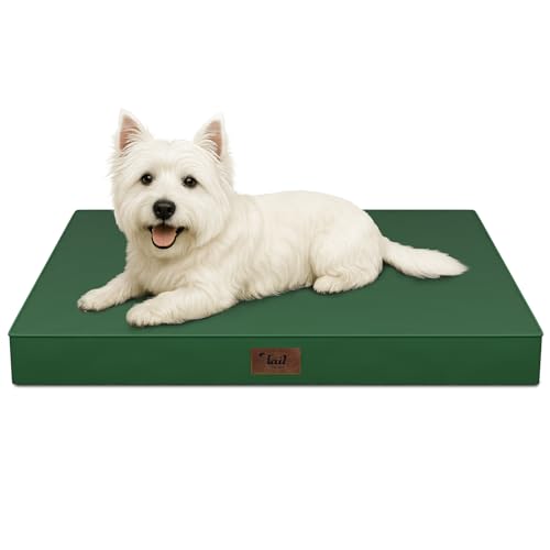 Outdoor Dog Bed for Small Dogs & Cats, Waterproof Dog Crate Mat Orthopedic Egg Crate Foam with Washable Removable Oxford Cover, Dark Green - color: Dark Green, size: 23.0"L x 17.0"W x 2.5"Th