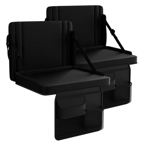 Stadium Seats with Back Support 2PACKS Adjustable Bleacher Chairs with Back and Cushion Bleacher Seat with Cup Holder, Carry Handle & Shoulder Strap for Outdoor Sports Events, Picnics, Beaches - color: 2pc Black, size: Large