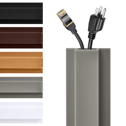 Rubber Bond TV Cord Hider Cable Protector - Strong Self Adhesive Wall Cord Cover Cable Hider - Low Profile Cable Management Wall Cord Concealer Cable Raceway - color: Grey, size: 8 Feet, style: 1-2 Cords