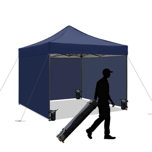 10x10 Pop up Canopy Tent with Sidewalls,Heavy Duty Waterproof Sun Shade Canopy Easy up Canopy with Wheel Bag Commercial Gazebo Tent for Outdoors Parties Vendors Camping Beach (Navy Blue) - color: Navy Blue
