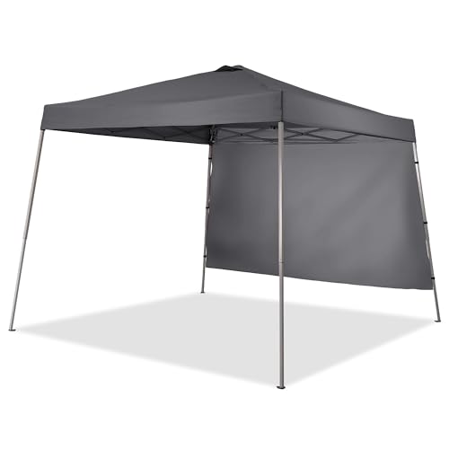 GDY 10x10 FT Pop Up Canopy Outdoor Instant Tent Slant Legs with a Sidewall,Equipment Vents, Portable Gazebo Shelter for Patio, Deck, Beach and Garden,Grey. - color: Gray