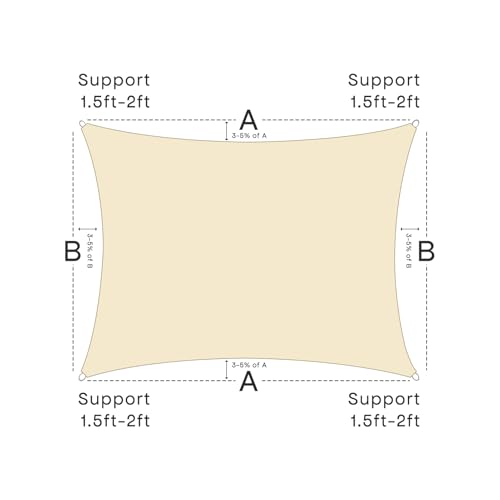 Sun Shade Sail Canopy, 10' x 13' Rectangle 95% UV Block Shade Cover for Outdoor, Backyard Patio, Lawn, Garden, Sandbox Carpor Sand - color: Sand, size: 10' x 13'