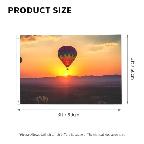 Hot Air Balloon Sunset Flag 2 X 3 Ft Double Sided Vertical Garden Flag Seasonal Holiday Banner With Brass Grommets Photo Backdrop Yard Flag For Outdoor Indoor Home Decor - color: Hot Air Balloon Sunset
