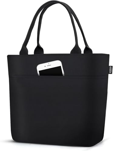 Aosbos Lunch Tote Bag, Insulated Lunch Box for Women, Leakproof Lunch Cooler Purse for Work, Black - color: A. Black