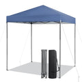 LDAILY 6.6 x 6.6 Ft Pop Up Canopy, Portable Canopy Tent Heavy Duty Instant Canopy w/Center Lock, 8 Stakes, 4 Ropes, Carry Bag, Sun Protection, Easy Up Outdoor Canopy for Party, Camping, Patio (Blue) - color: Blue