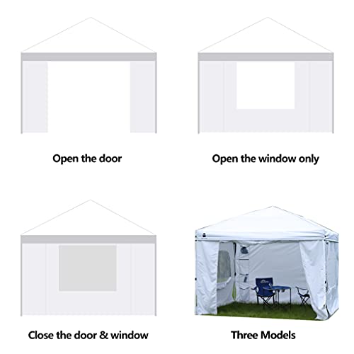 Sunshade Sidewall, SunWall with Door and Window for 10×10 Pop Up Canopy Straight Leg, Outdoor Instant Canopies Wall, 1 Pack Canopy Sidewall Only (Spliceable, White) - color: White - Spliceable