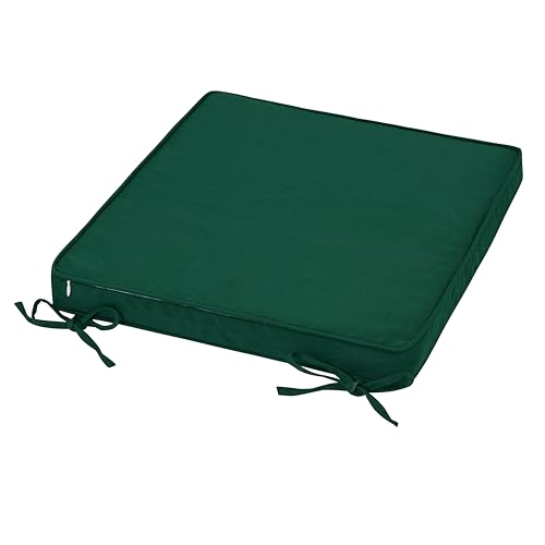 Magpie Fabrics Indoor Outdoor Waterproof Square Chair Cushion, 18" x 18" x 2.5", 2 Pack, Water Resistant Seat Cushions, for Patio Garden Office, Dark Green - color: Dark Green