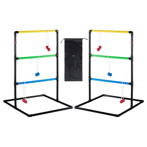 NEWBULIG Ladder Toss Game, Ladderball Golf Set with Tossing Balls, Ladder Ball Games for Outdoor Lawn, Yard & Backyard for Family, Adults & Kids, Complete with 6 Bolas, Score Trackers & Carry Bag - color: Black&Blue
