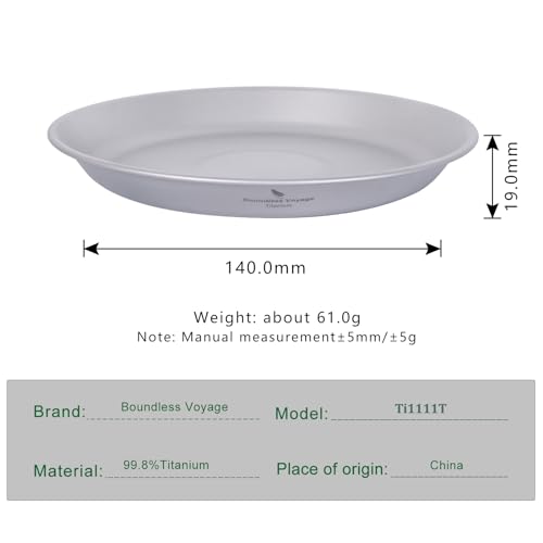 Boundless Voyage Titanium Dish Plate Bowl Set with Carry Bag Outdoor Camping Pan Tableware Cookware Mess Kit for Food Fruit Sauce Ti1111T - color: Ti1111T (pan)
