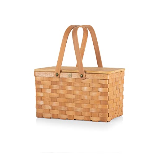 Picnic TIME Poppy Personal Picnic Basket - Insulated Lunch Bag - Retro Lunch Box, (Beige)